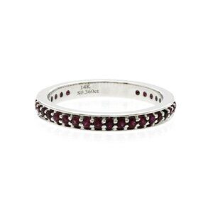 0.36 CT Natural Ruby14K White Gold Band Ring
